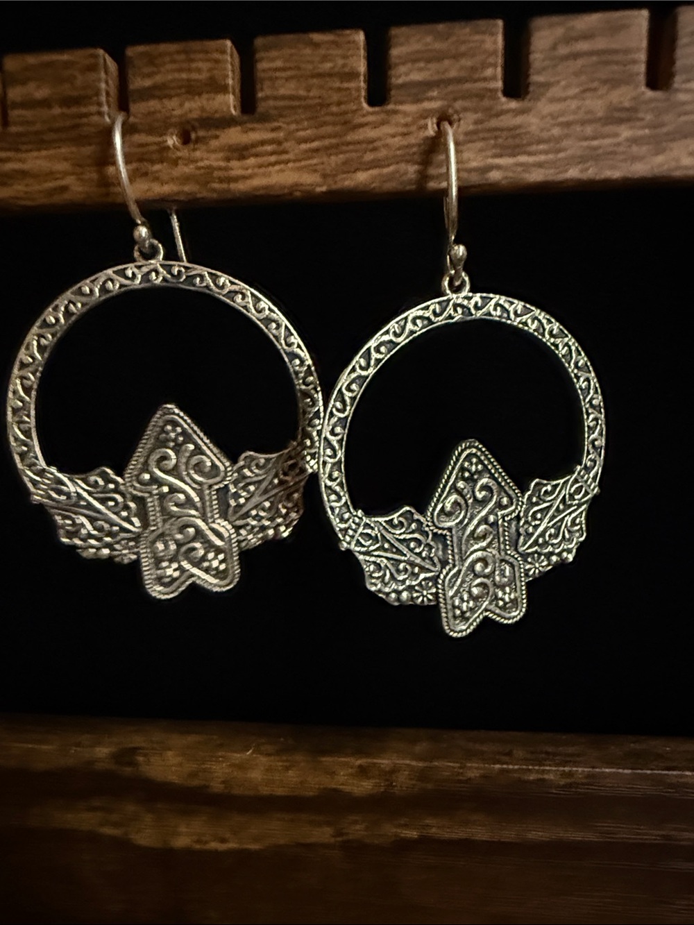 Silver-Tone Filigree Hoop Drop Earrings - Women Jewelry